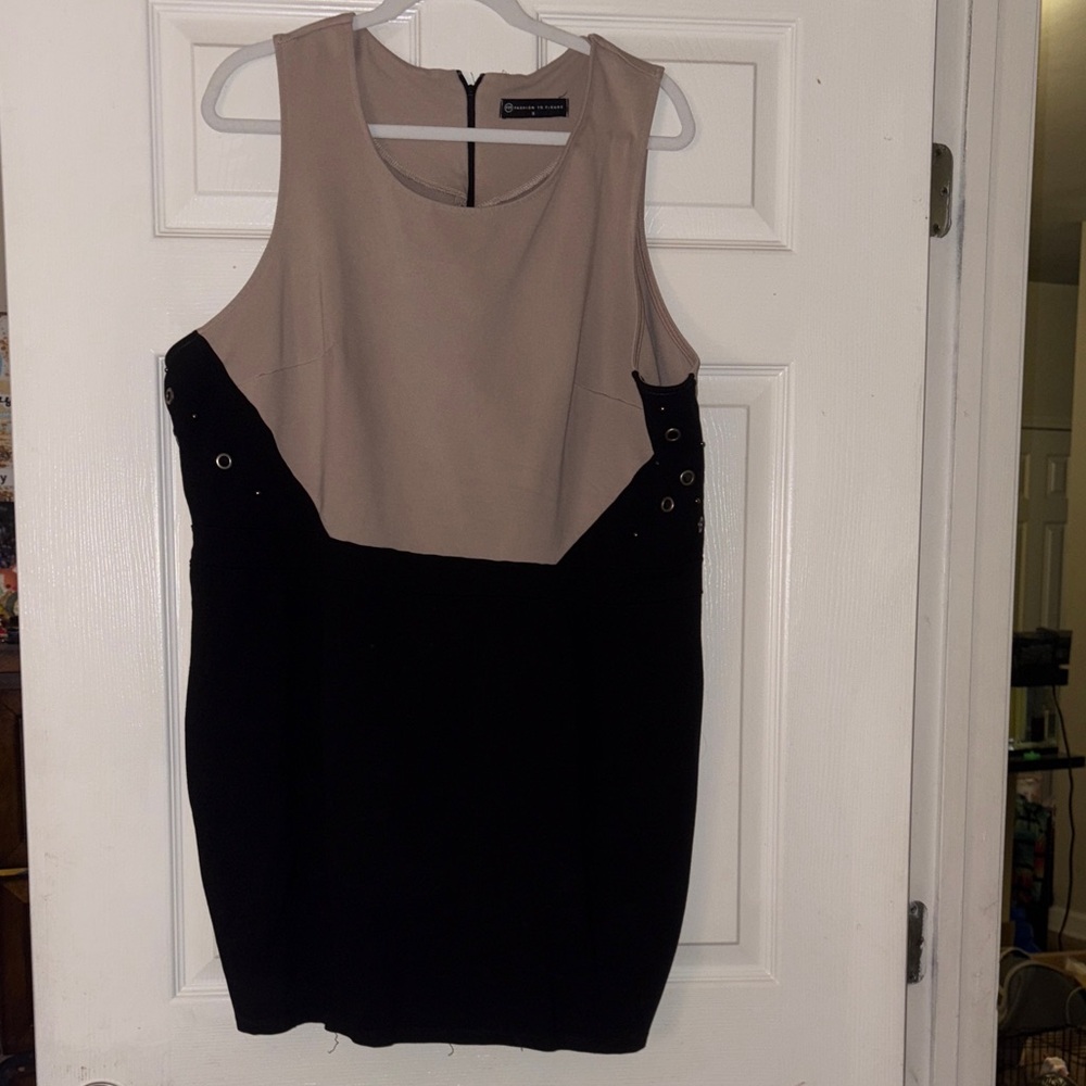Fashion to Figure Black and Tan Midi Dress